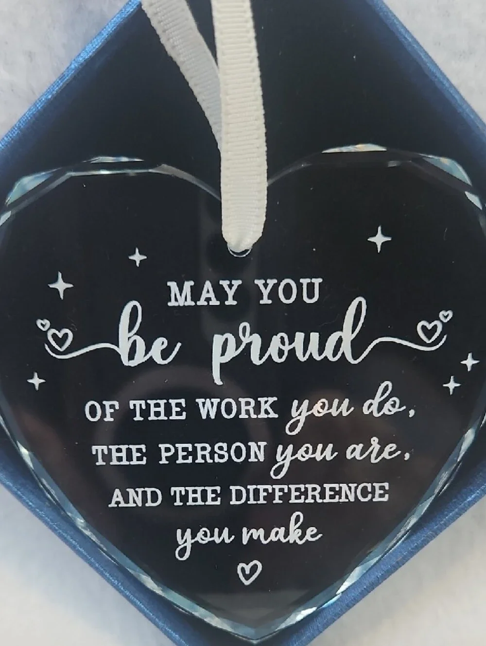 Glass Heart Ornament with Inspirational Quote - Glass For Nurses